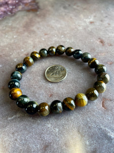 Blue and brown tigers eye stretchy bracelet