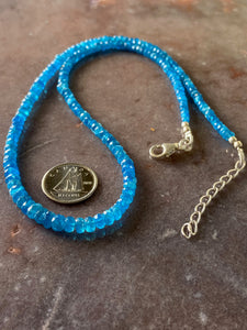 Apatite strand necklace (electric blue faceted)