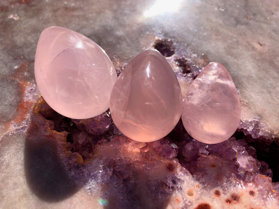 rose quartz yoni egg set