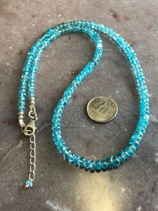 Apatite strand necklace (sky blue rondelles)