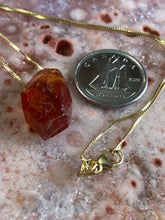 Load image into Gallery viewer, Hessonite garnet on 18&quot; 14k gold chain
