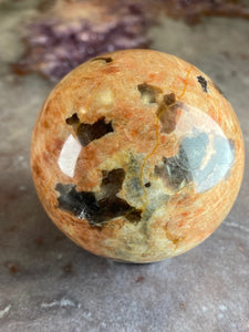 Red Graphic Feldspar Sphere 1