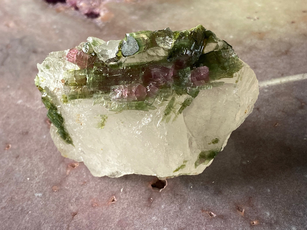 tourmaline in quartz 20 - pink and green